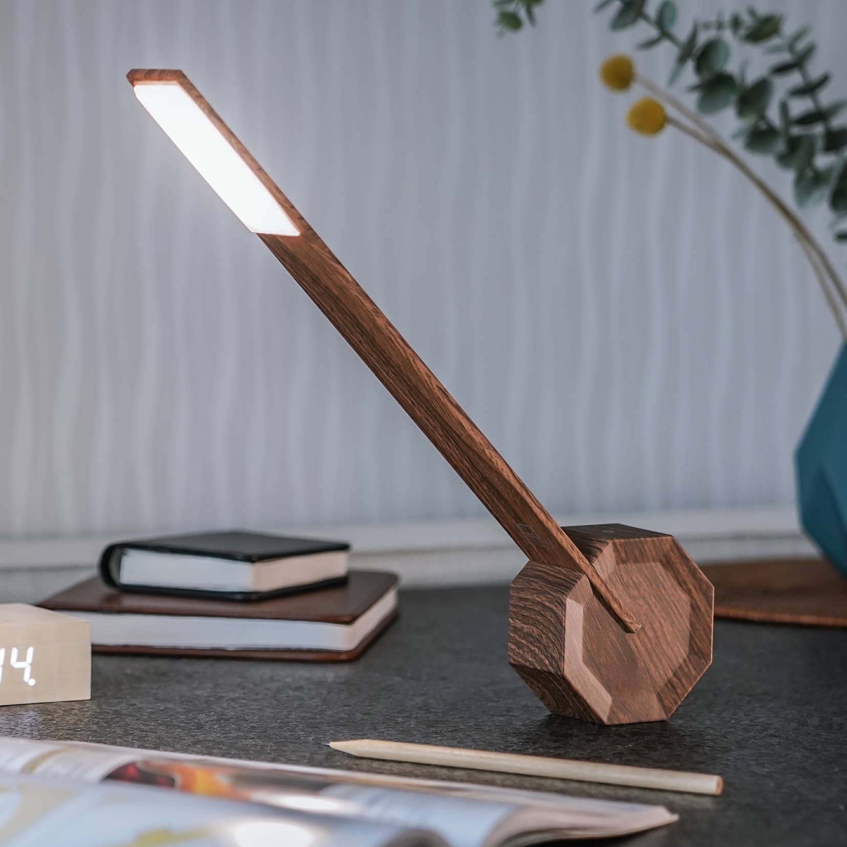Octagon One Portable Desk Light - Cordless / Walnut