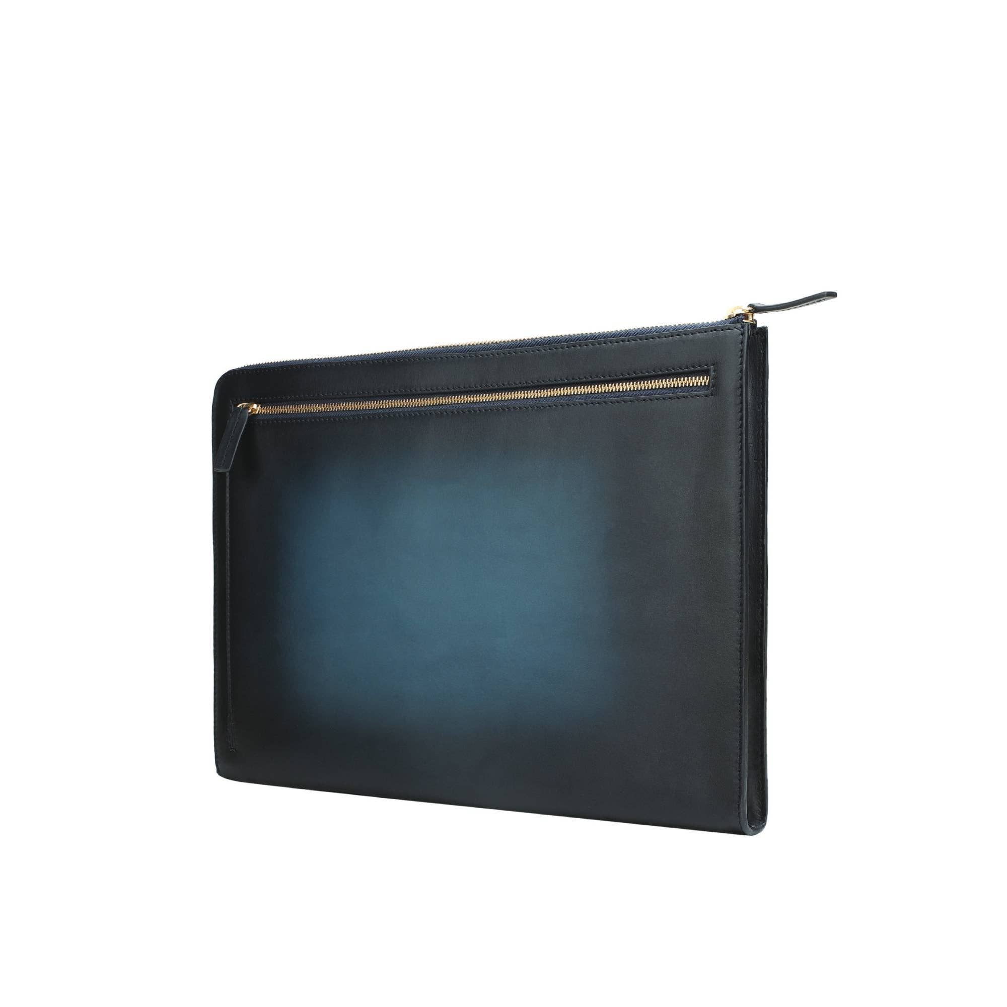 Silviano 16" Leather Laptop Sleeve | Deep Blue | Luxury