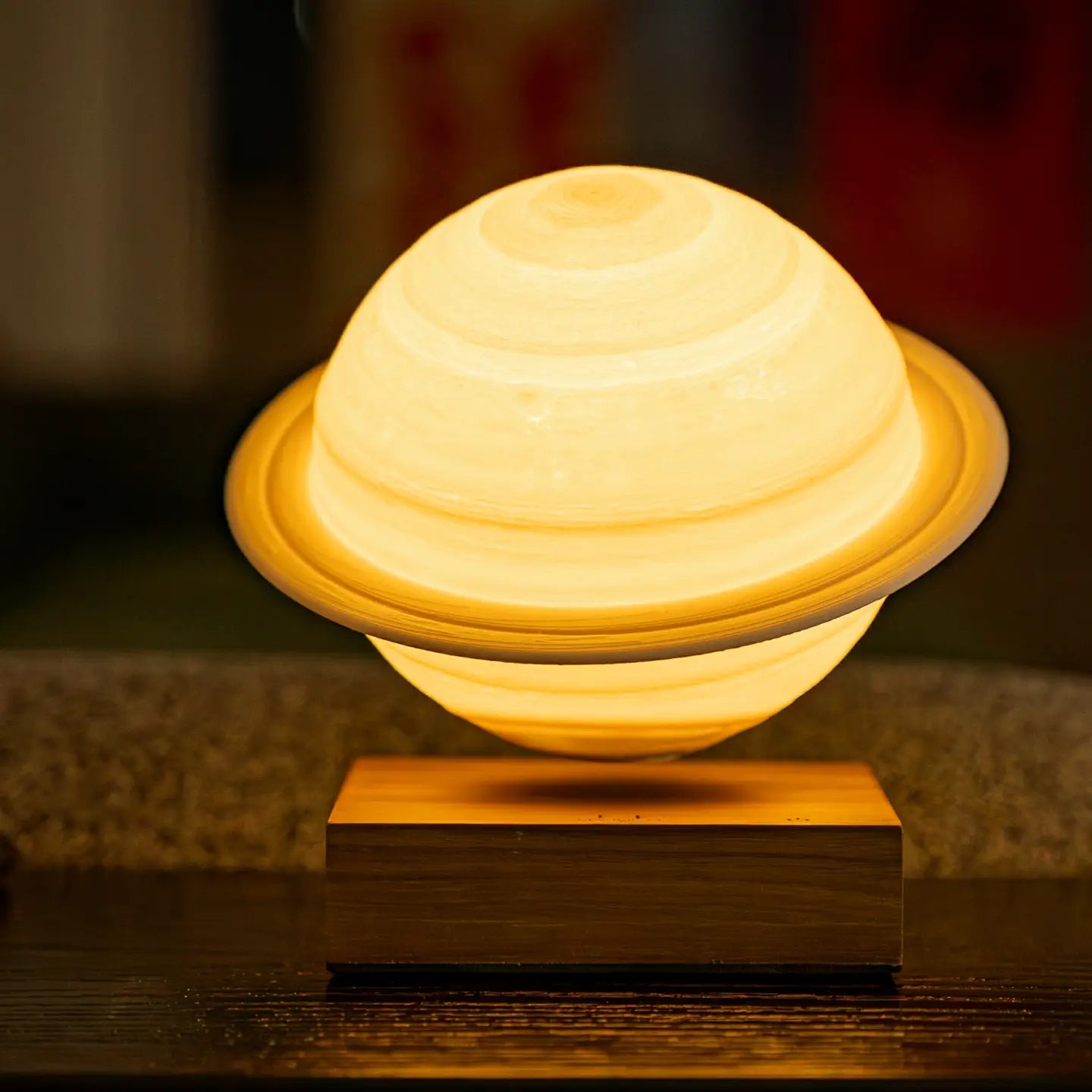 Smart Levitating Saturn Lamp - Walnut