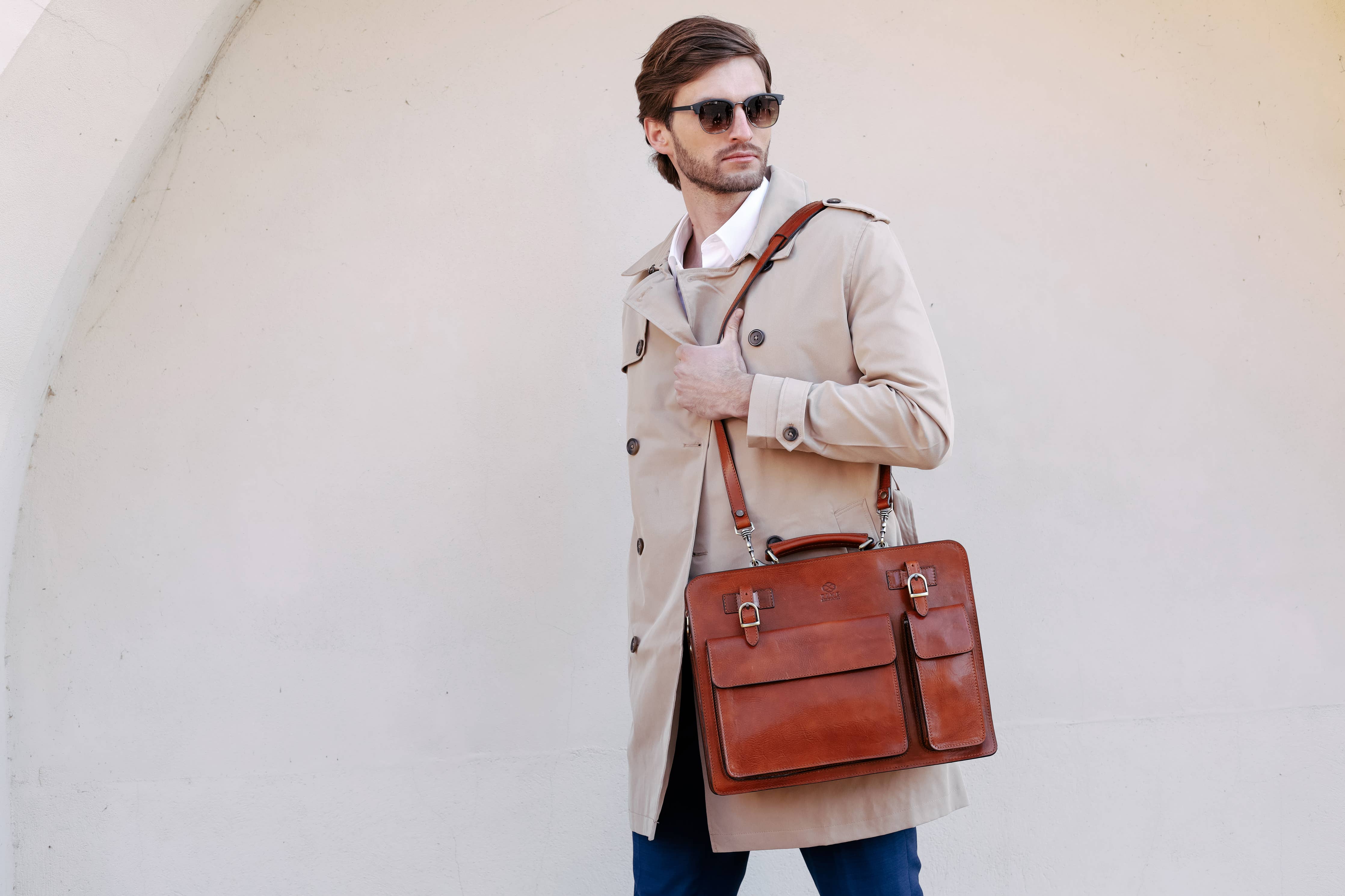 Leather Satchel Bag Briefcase - The Prophet | Cognac Brown | Time Resistance