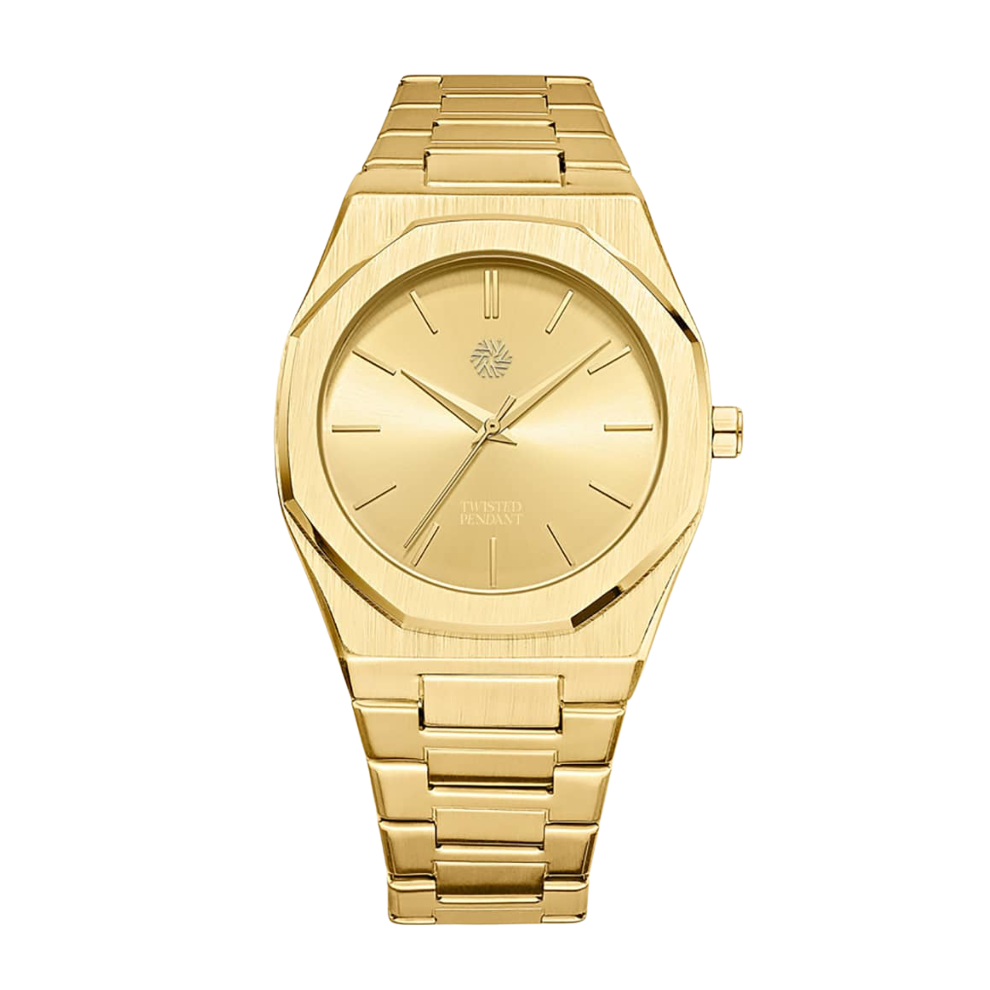 Gold Stainless Steel Watch | Twisted Pendant