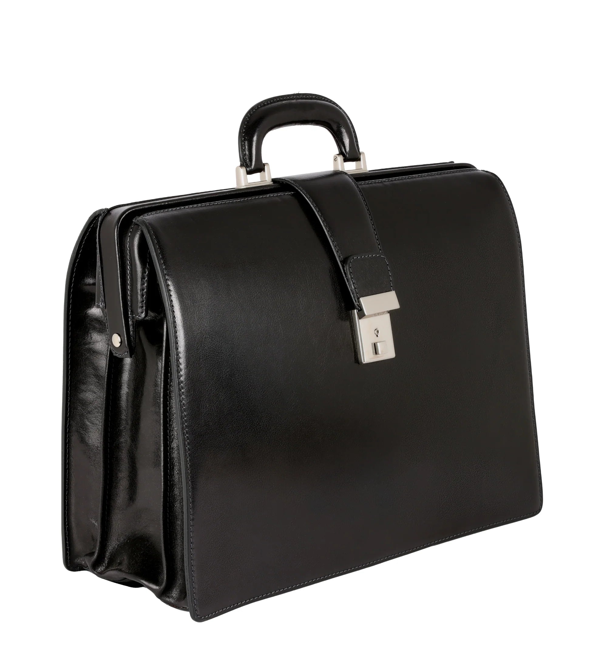 Large Leather Briefcase - Black | Time Resistance