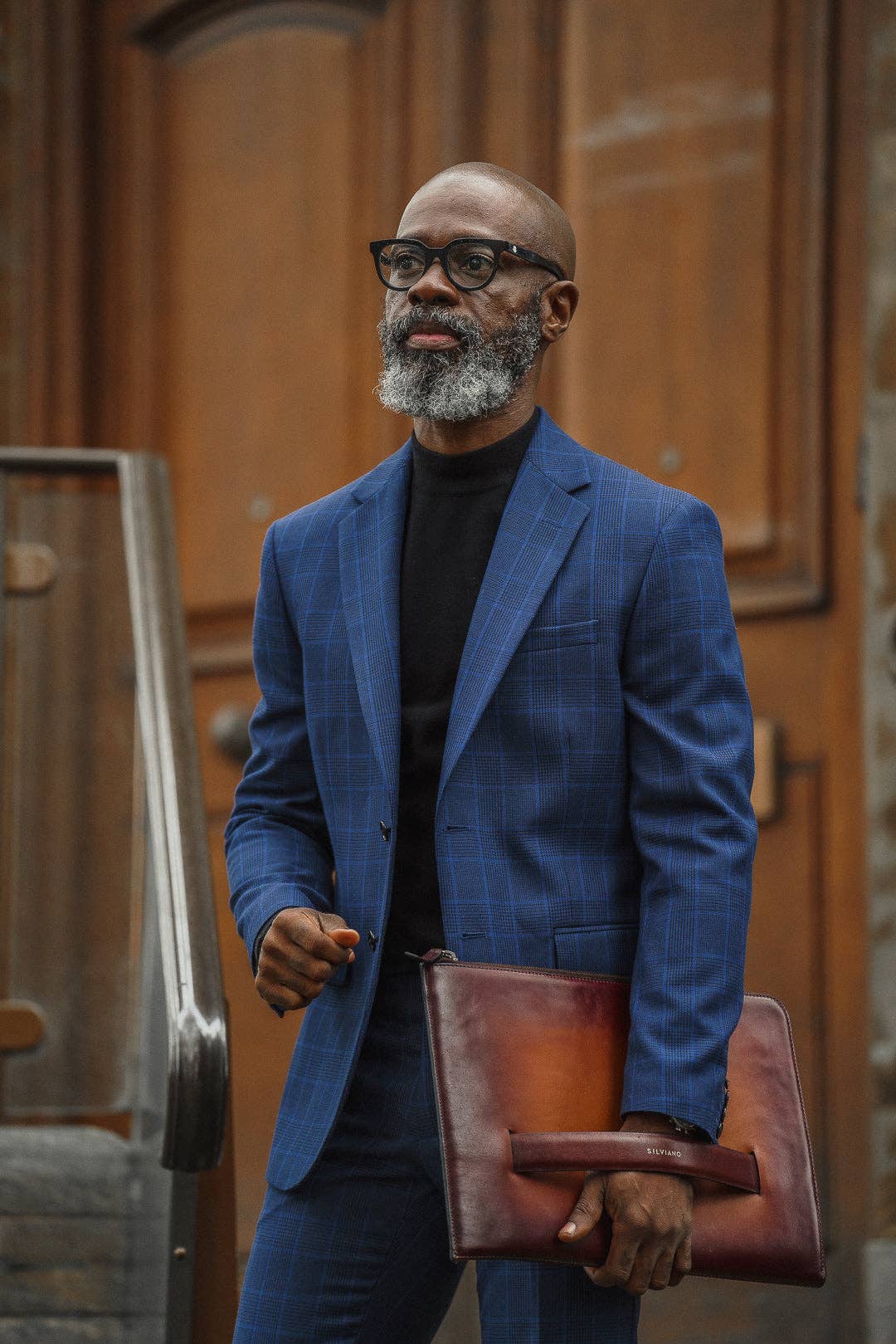 Silviano 16" Leather Laptop Sleeve | Deep Blue | Luxury