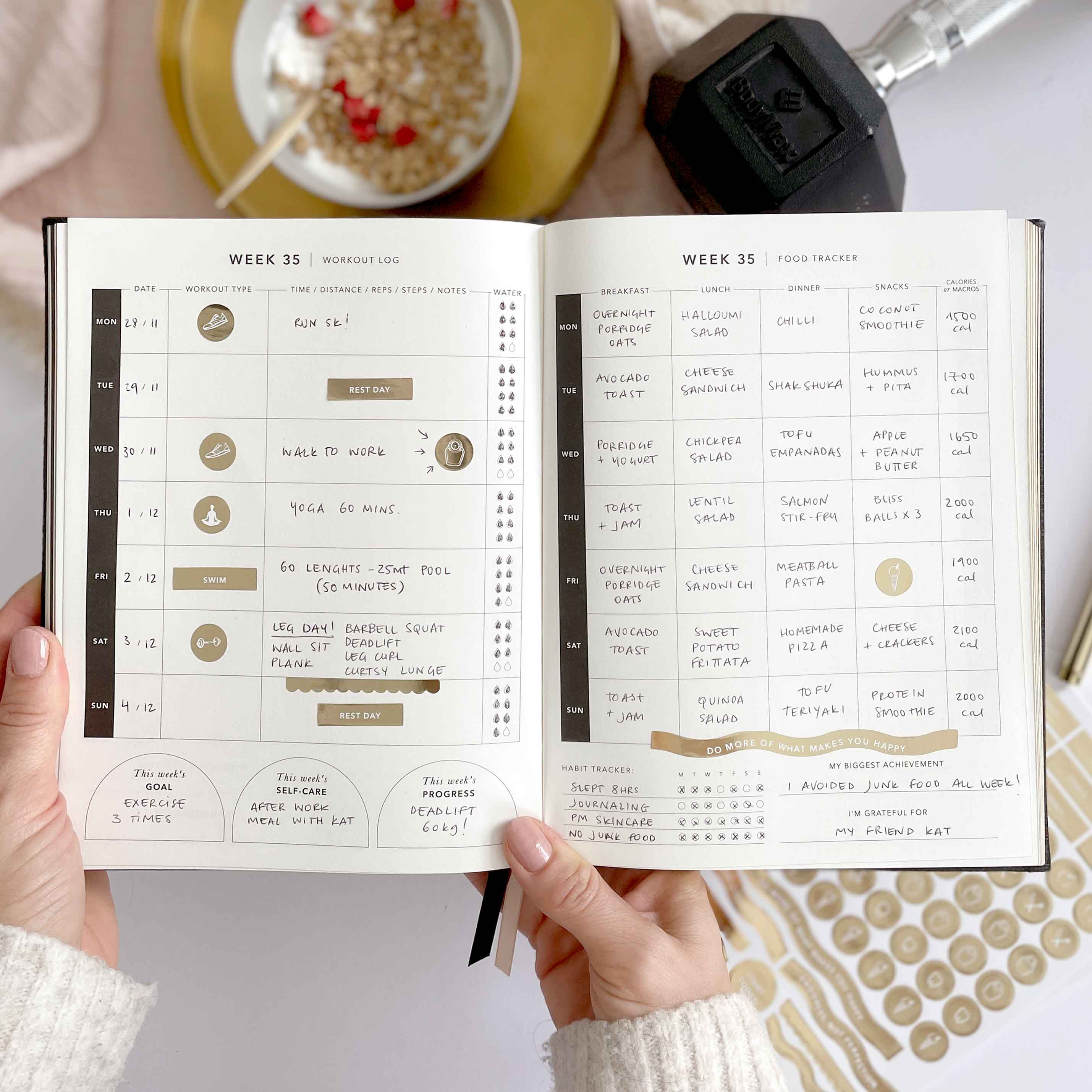 My Daily Fitness Planner - Workout and Meal Planner (Black Vegan Leather)