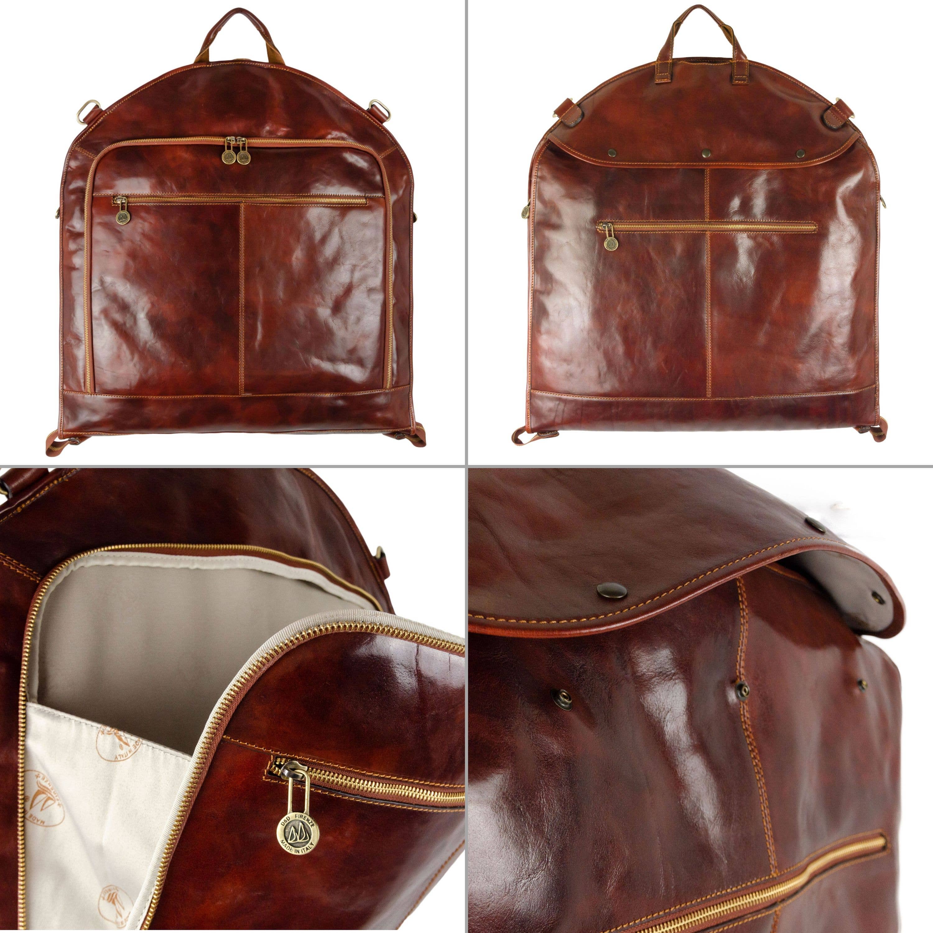 Italian Leather Garment Bag - Travels with Charley | Brown | Time Resistenace