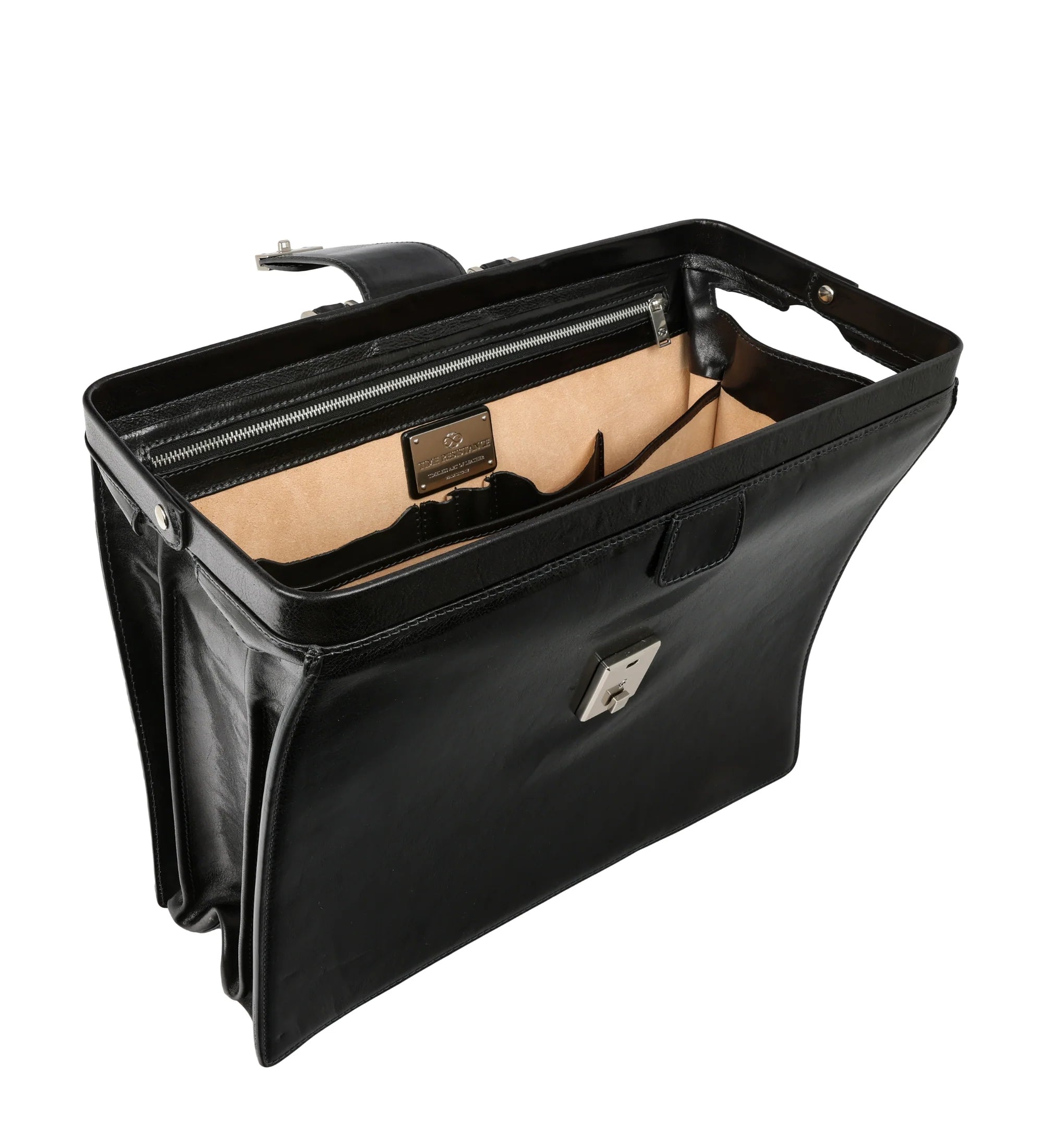 Large Leather Briefcase - Black | Time Resistance