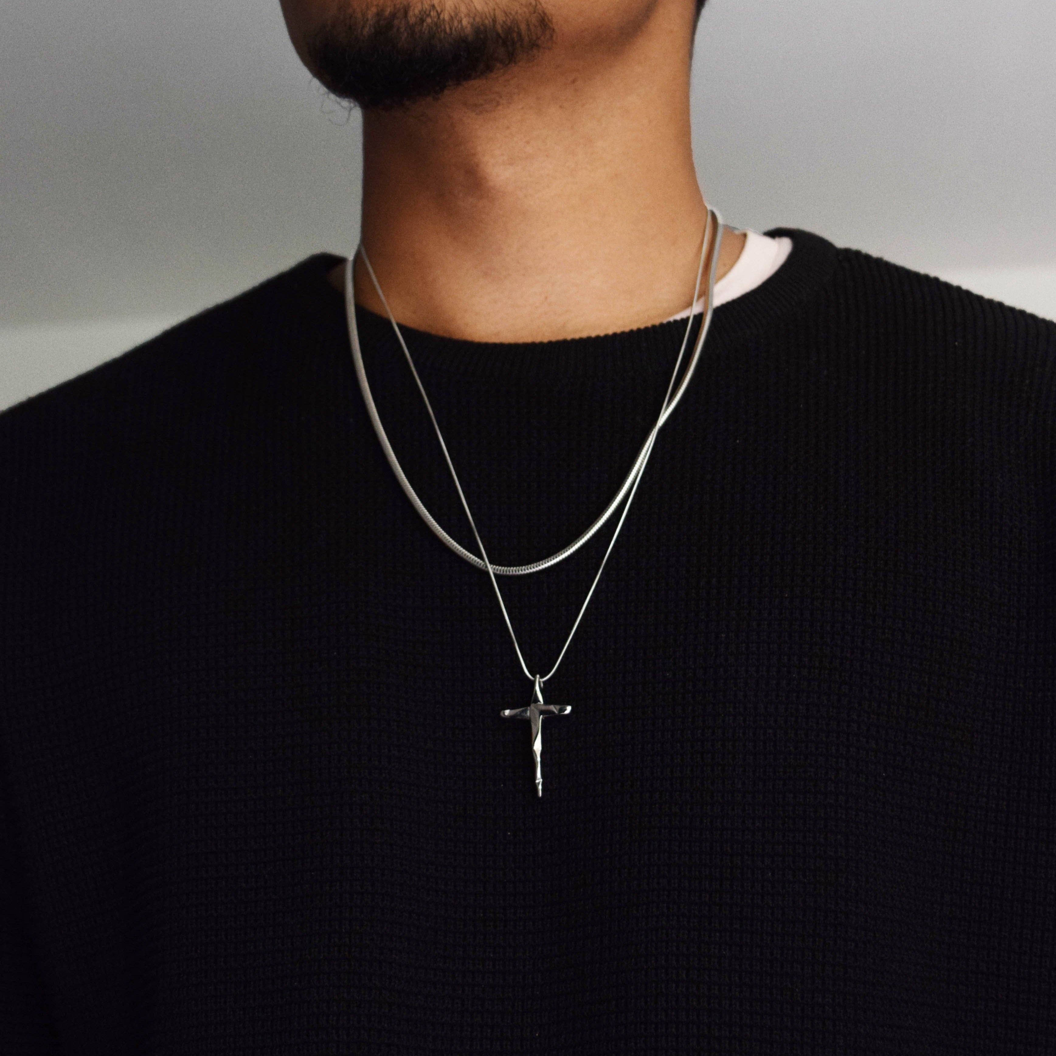 2 Piece Set BERLIN & REDEEMER Chain Necklance + Cross Pendent | Rock & Steel
