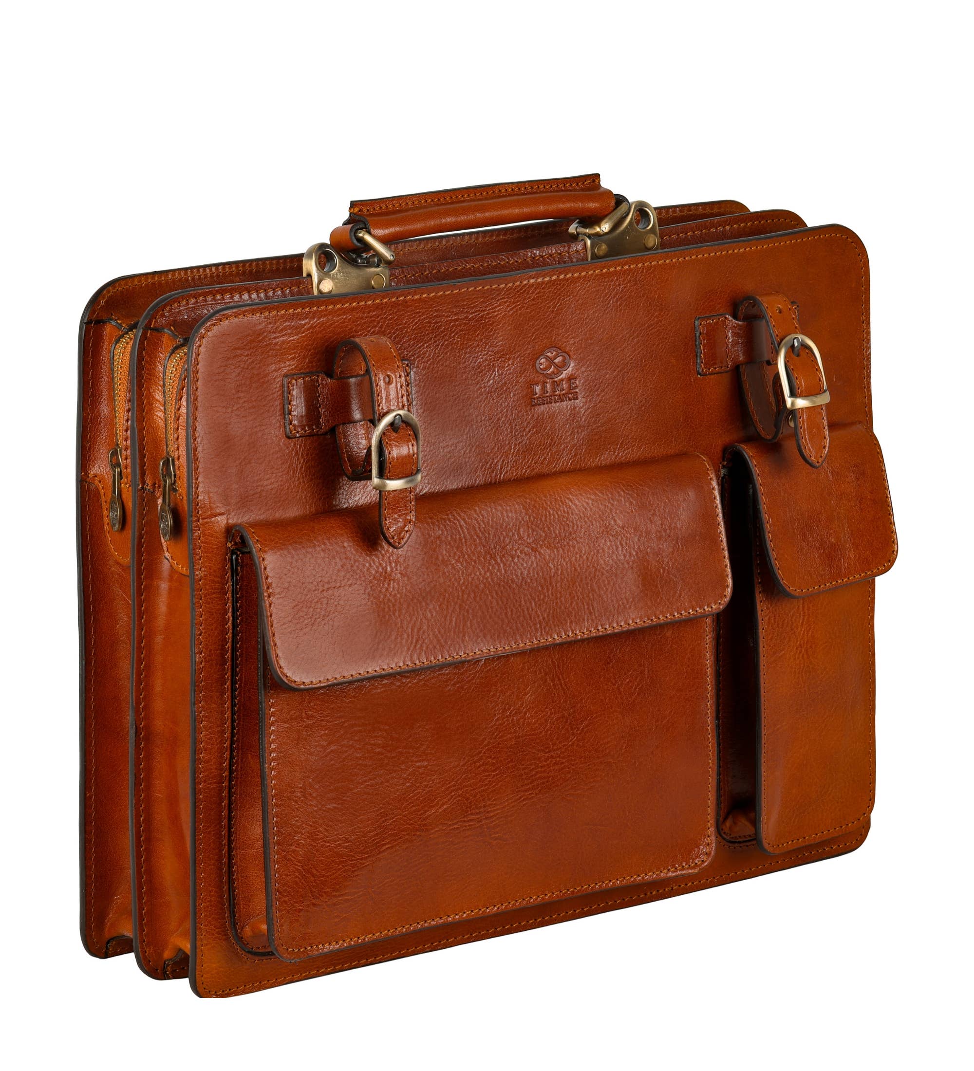 Leather Satchel Bag Briefcase - The Prophet | Cognac Brown | Time Resistance