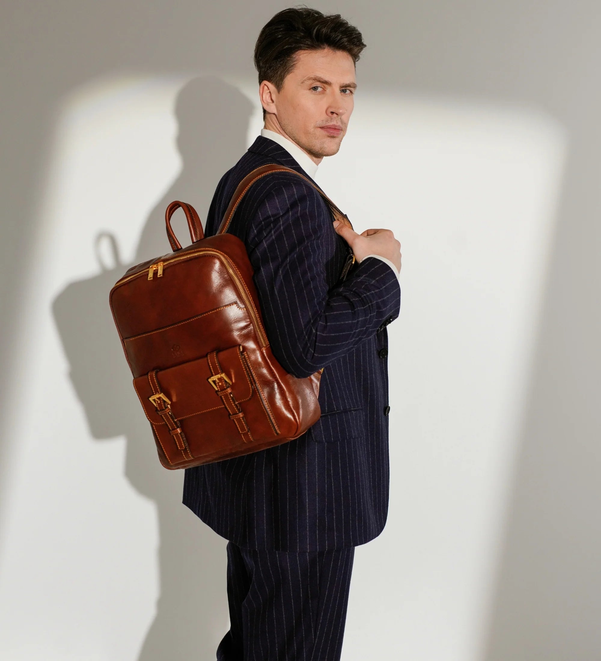Large Leather Backpack for Men - The Divine Comedy | Brown | Time Resistence