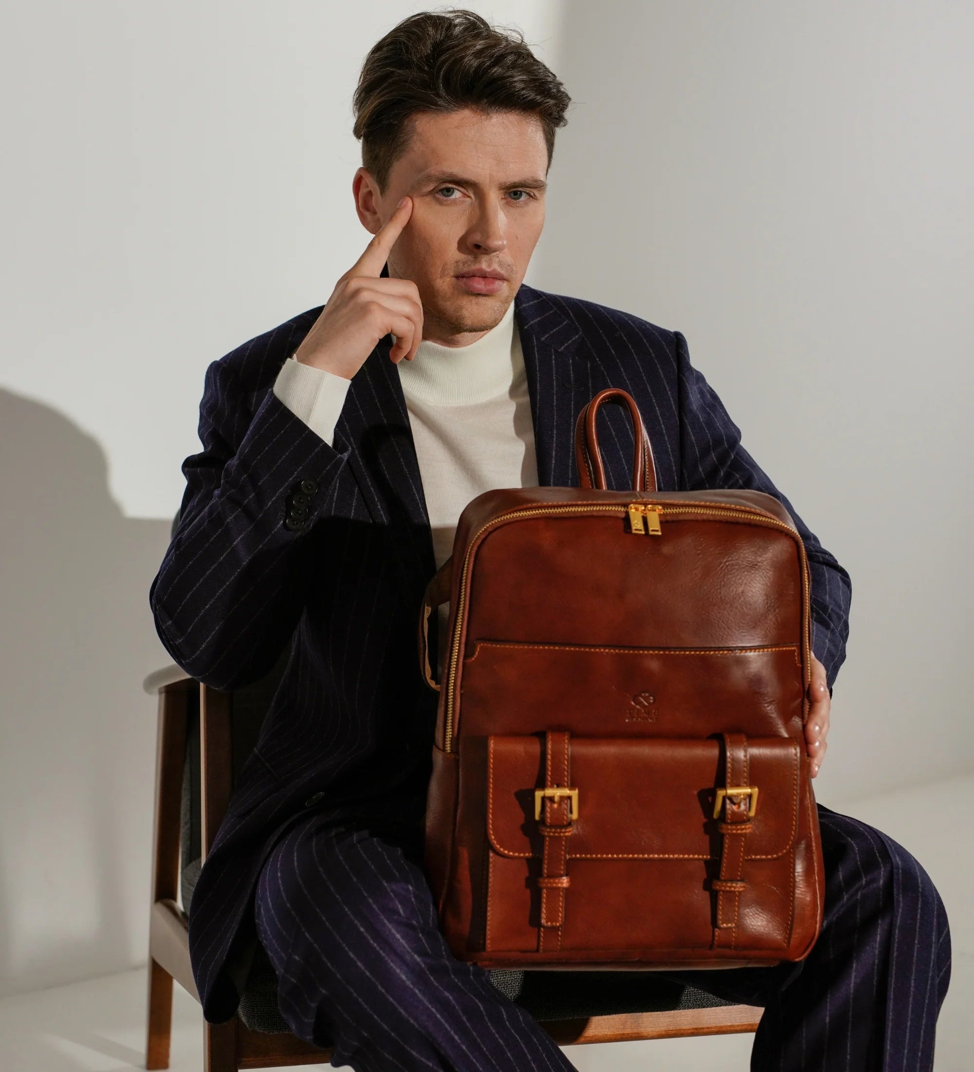 Large Leather Backpack for Men - The Divine Comedy | Brown | Time Resistence