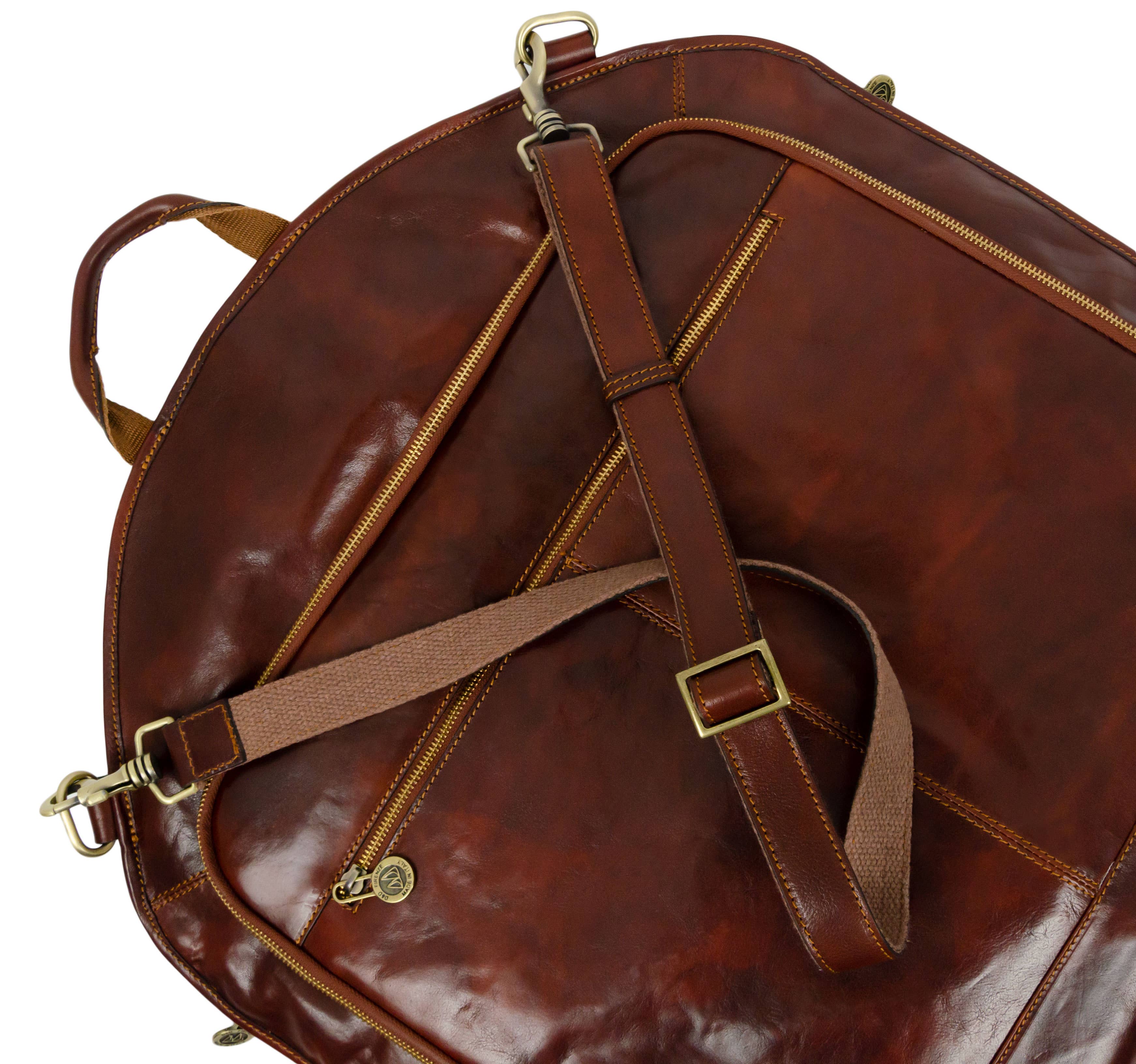 Italian Leather Garment Bag - Travels with Charley | Brown | Time Resistenace