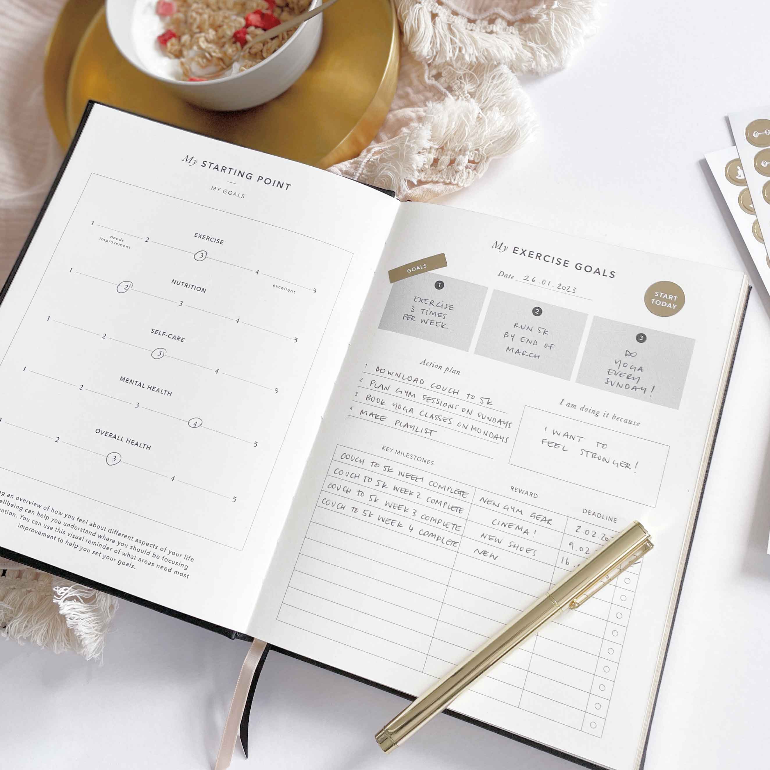 My Daily Fitness Planner - Workout and Meal Planner (Black Vegan Leather)