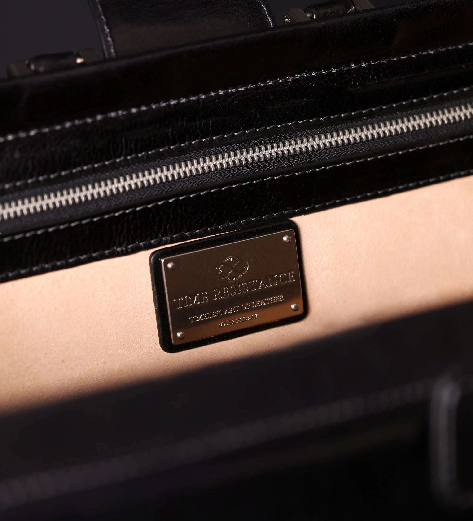 Large Leather Briefcase - Black | Time Resistance