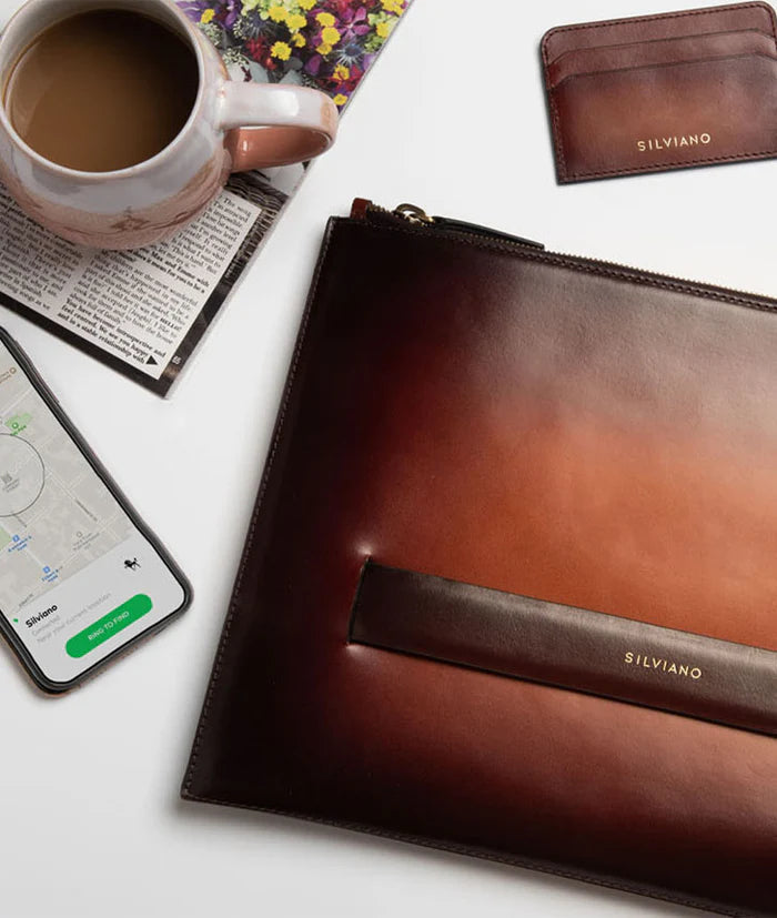Silviano 16" Leather Laptop Sleeve |Brown | Luxury