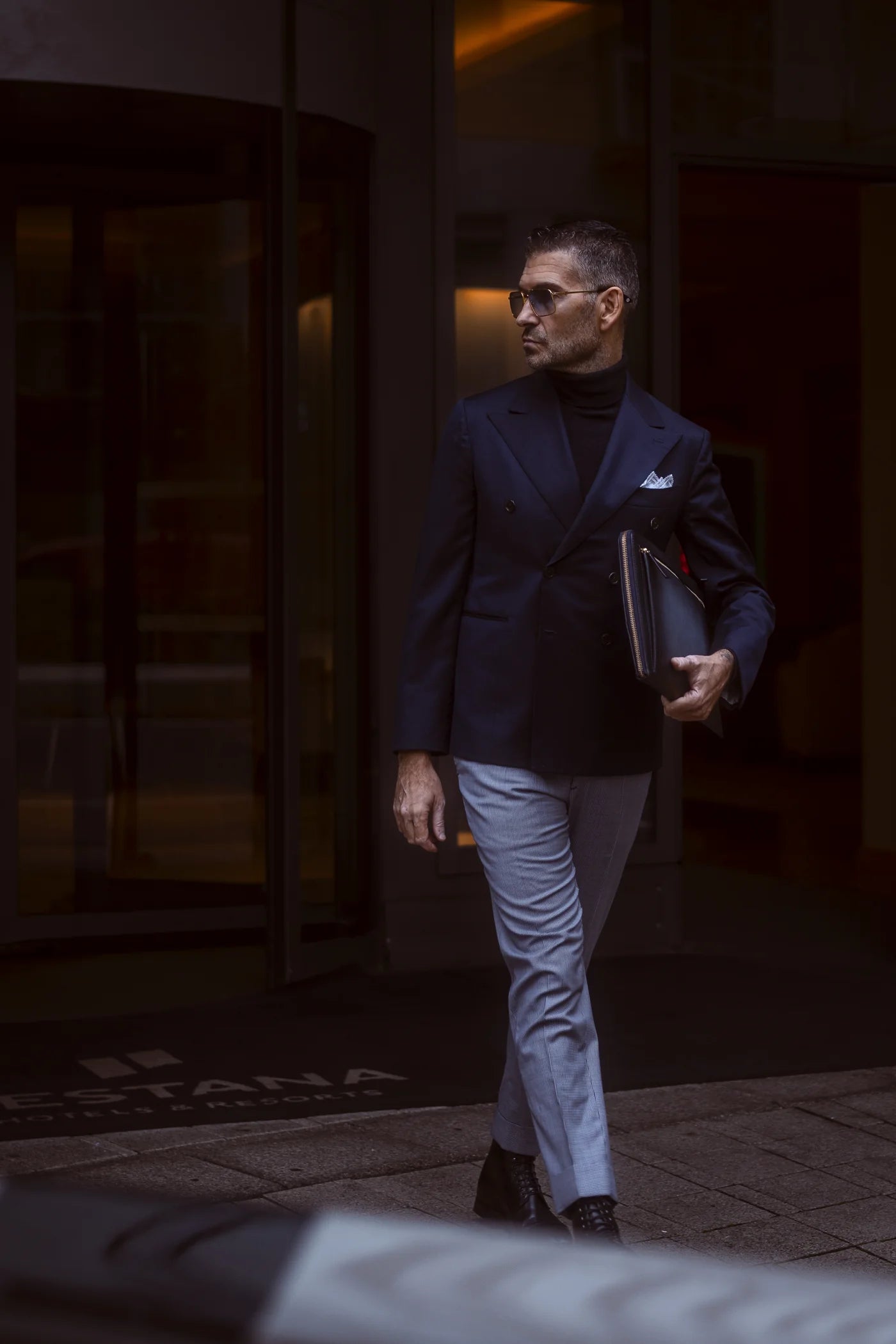 Silviano 16" Leather Laptop Sleeve | Deep Blue | Luxury