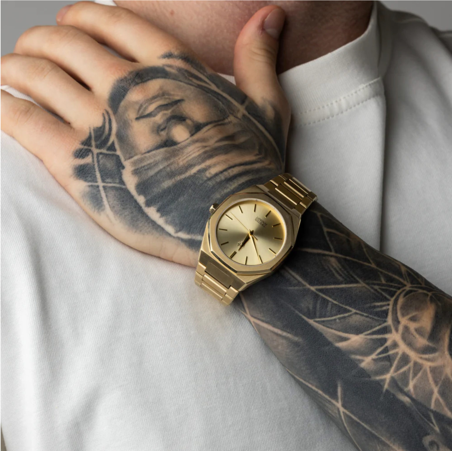 Gold Stainless Steel Watch | Twisted Pendant