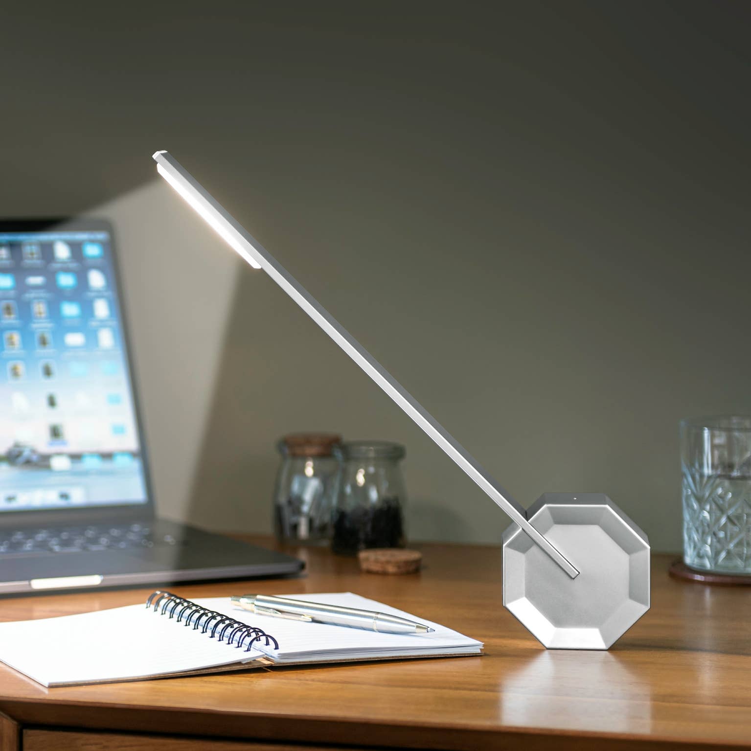Octagon One Portable Desk Light - Cordless / Walnut