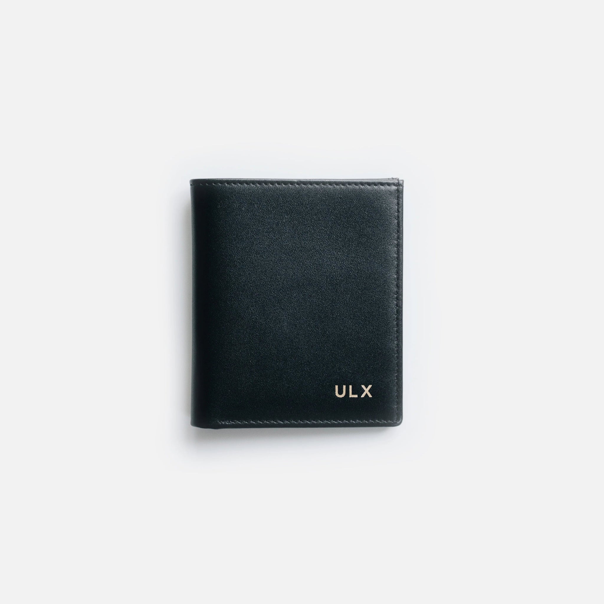 Compact Leather Bifold Wallet - Black & Gold - Dapperfella