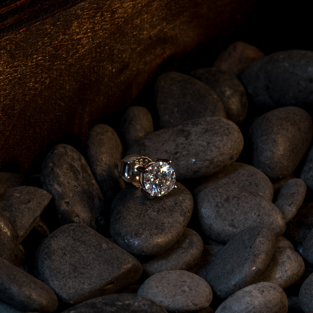 Gold Micro Moissanite Diamond Earrings | Single| Twisted Pendant