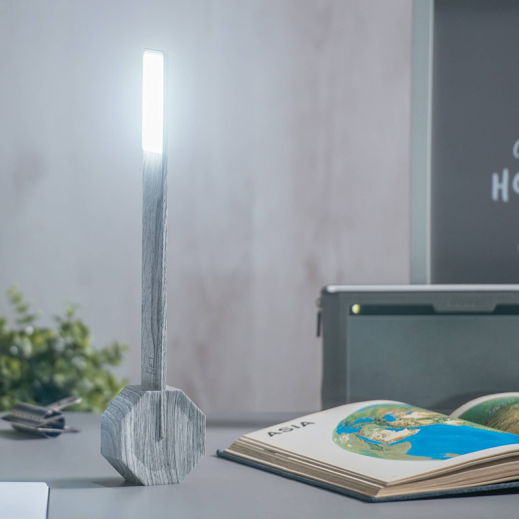 Octagon One Portable Desk Light - Cordless / Walnut