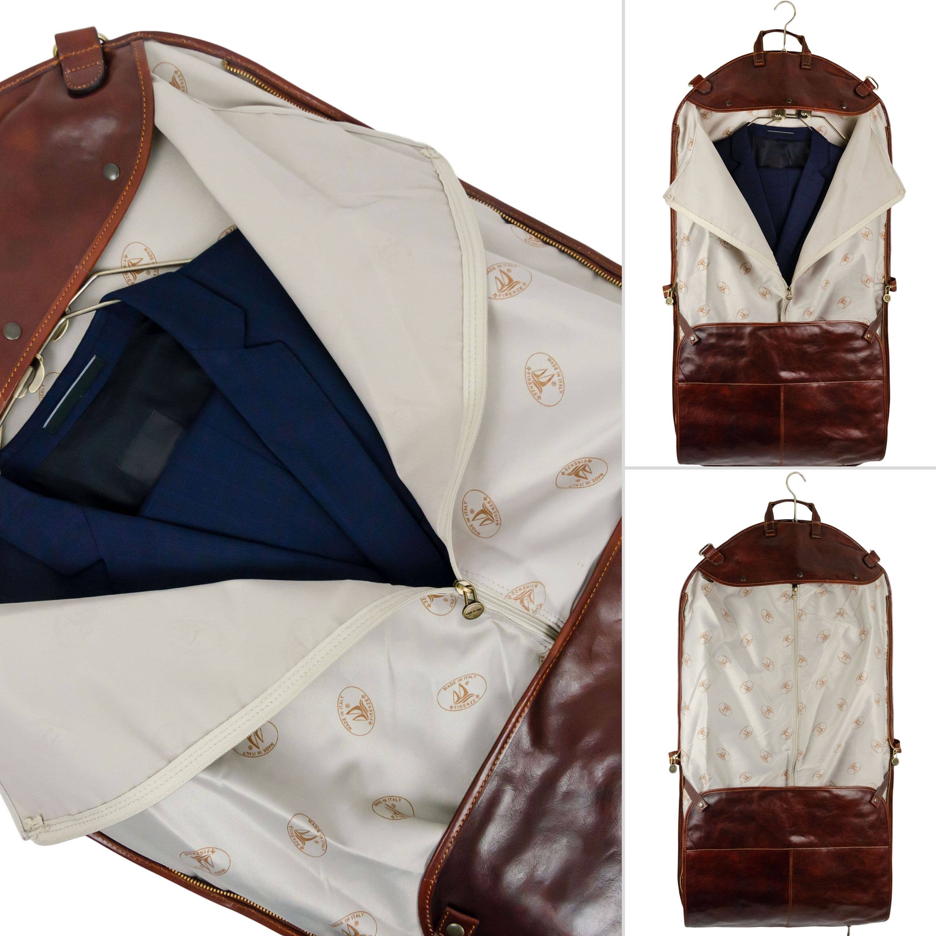 Italian Leather Garment Bag - Travels with Charley | Brown | Time Resistenace