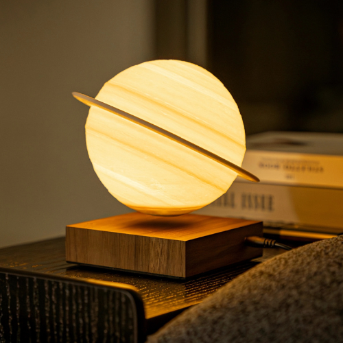 Smart Levitating Saturn Lamp - Walnut