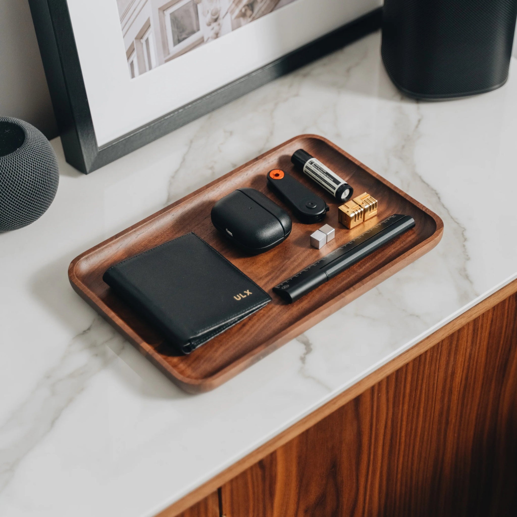 Walnut Valet Desk Tray - Dapperfella