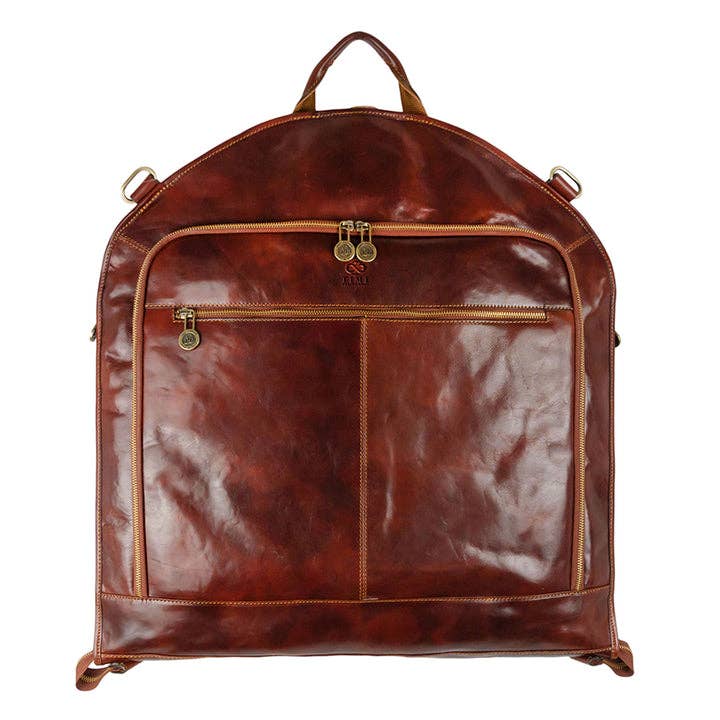 Italian Leather Garment Bag - Travels with Charley | Brown | Time Resistenace