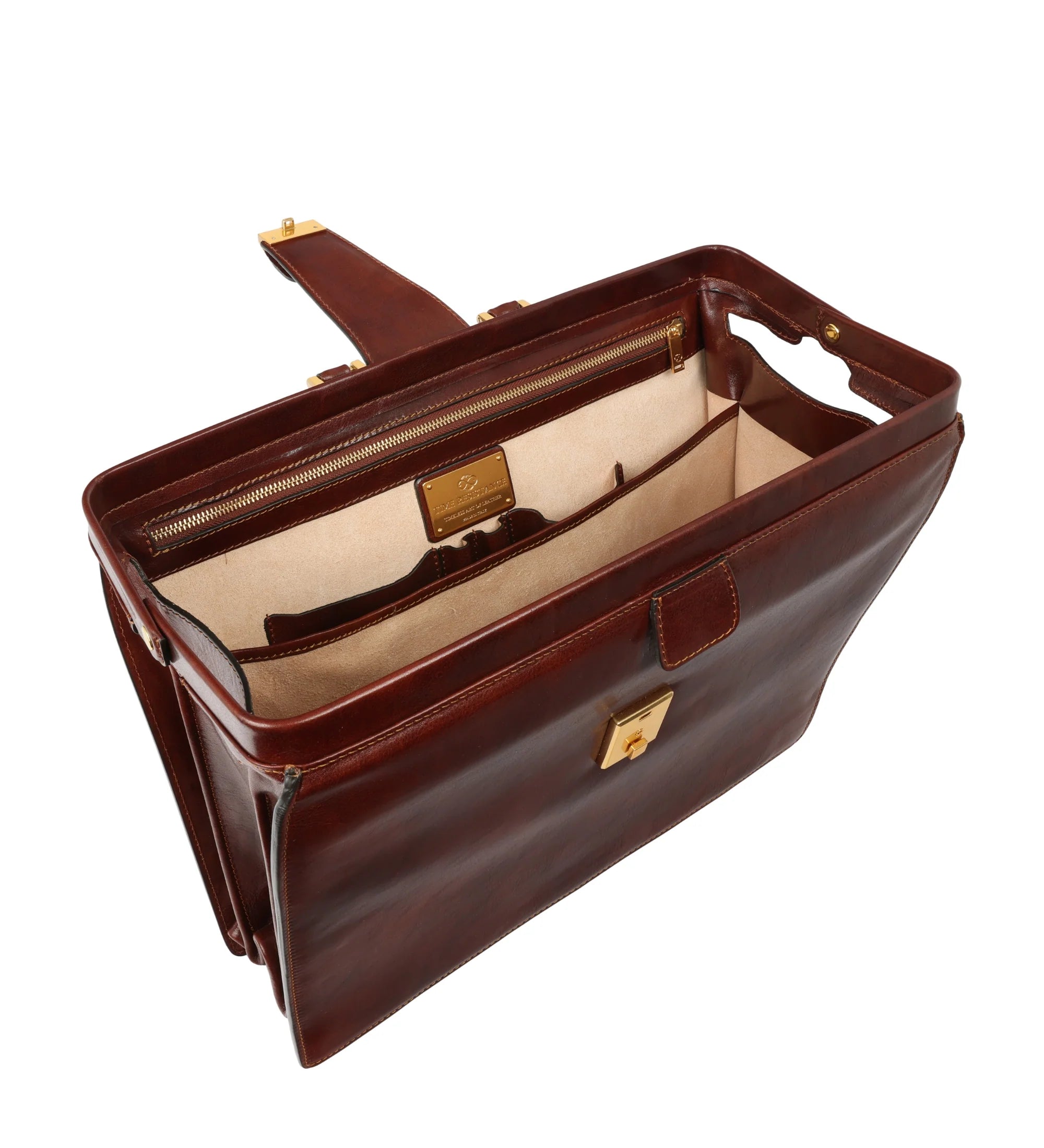 Large Leather Briefcase - Brown | Time Resistance