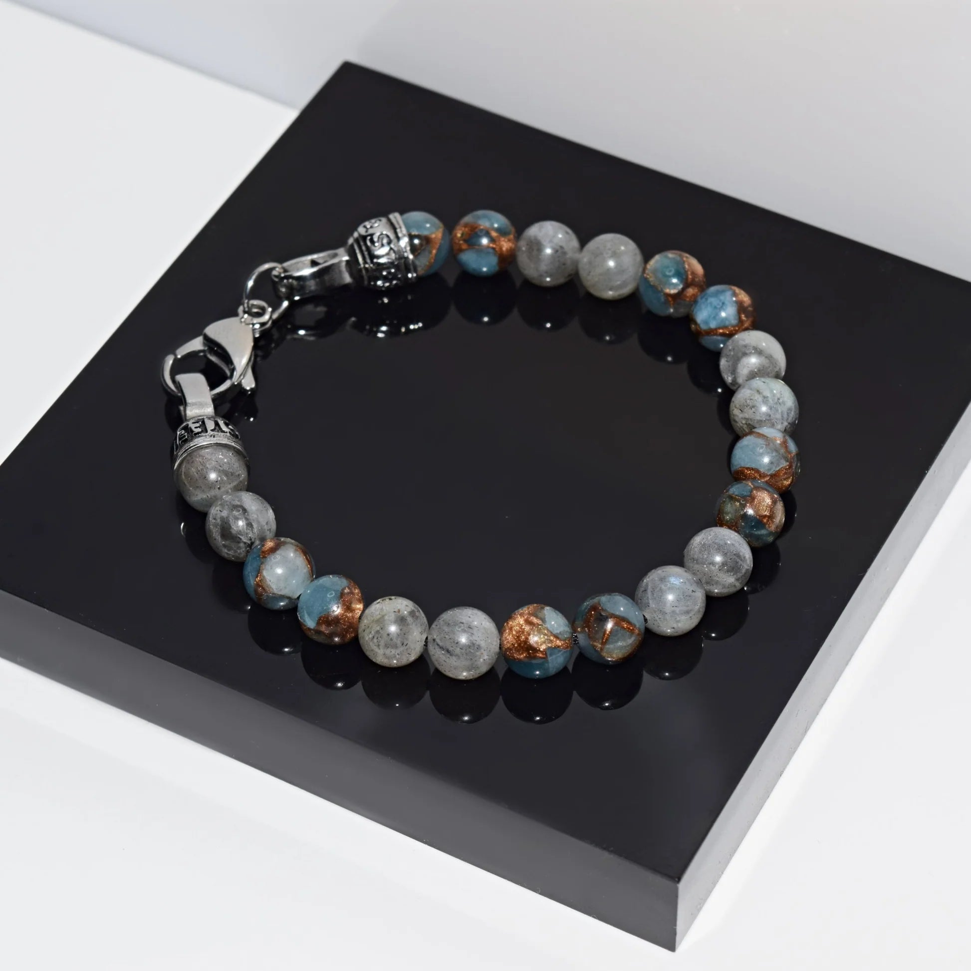 Labradorite Stone Grey Bracelet | Rock & Steel