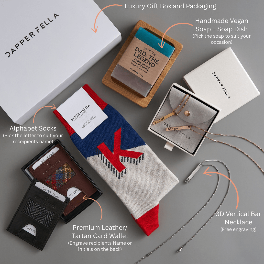 Anniversary/Boyfriend/Husband Box 03 (Soap/Socks/Wallet/Necklace) - Dapperfella