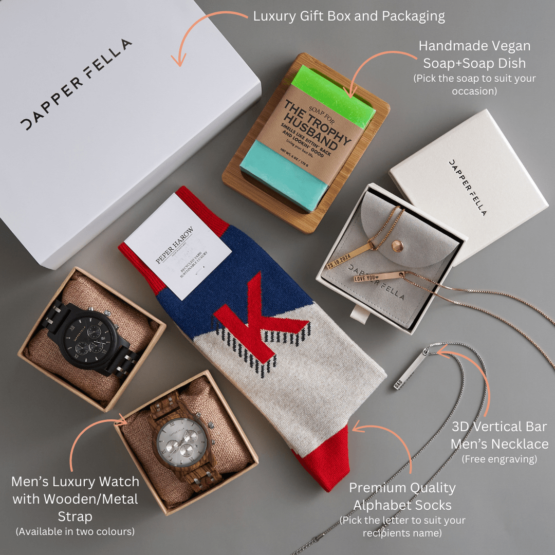 Anniversary/Boyfriend/Husband Box 04 (Soap/Socks/Watch/Necklace) - Dapperfella