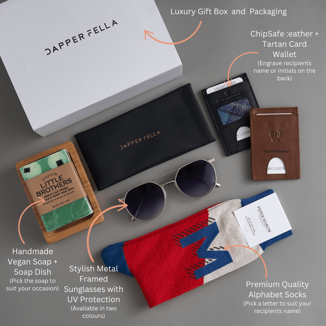 Birthday Box 11 - birthday gifts for men (Soap/Socks/Wallet/Sunglasses) - Dapperfella