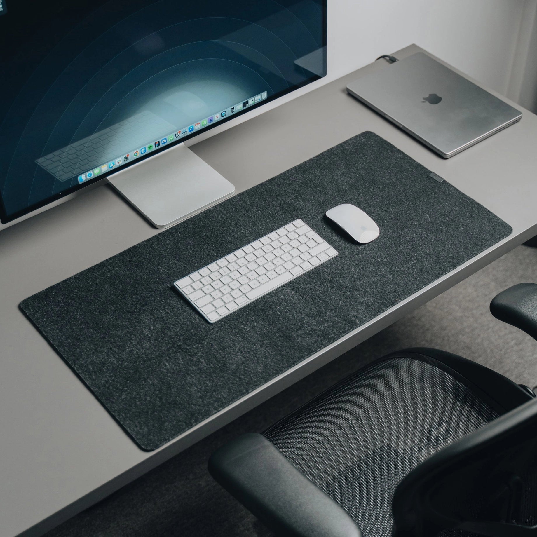 Merino Wool Felt Desk Mat  - Black