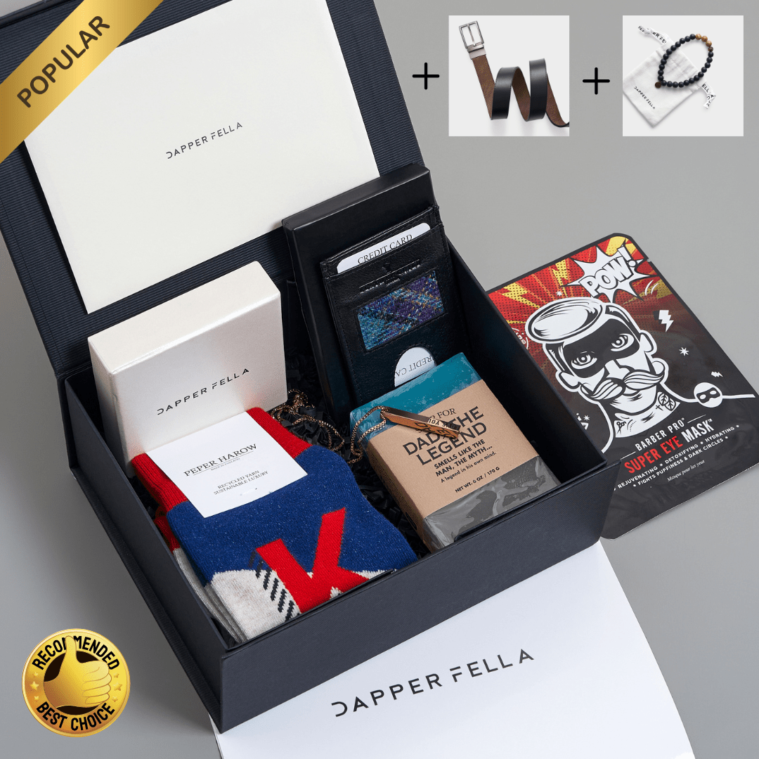 Fathers Day/Dad Box *Ultimate (Soap/Socks/Wallet/Necklace/Belt/Beaded Bracelet) - Dapperfella