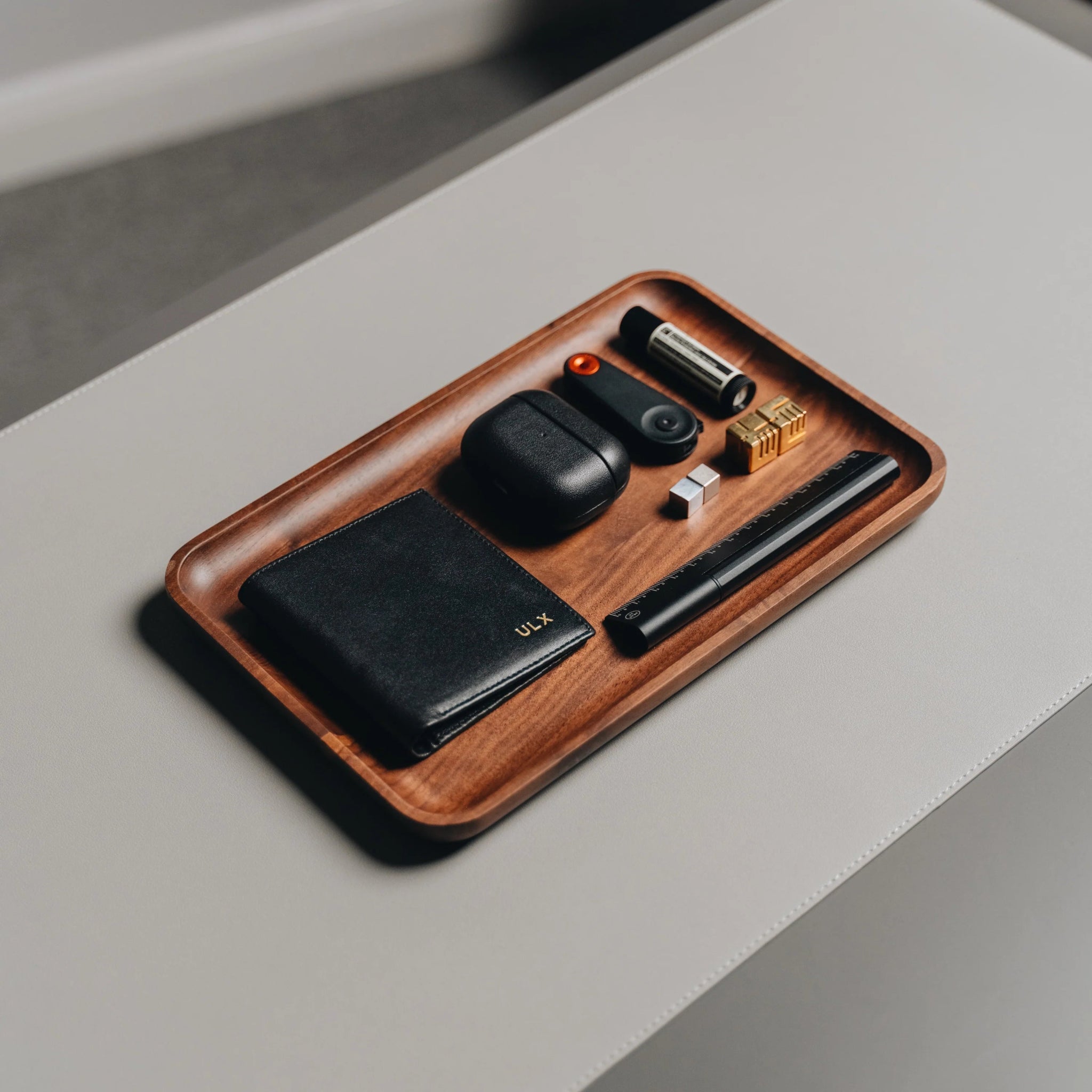 Walnut Valet Desk Tray - Dapperfella